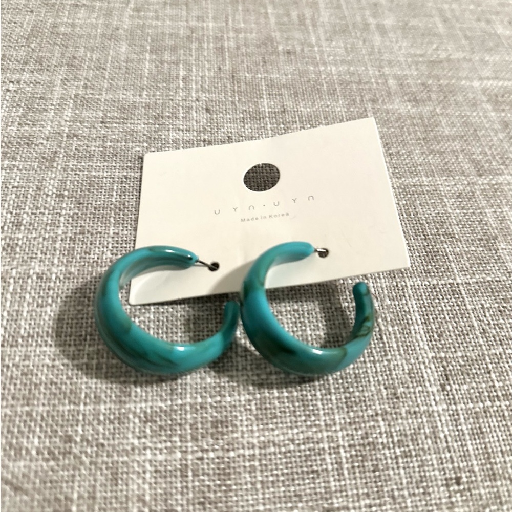 New Teal C Hoop Earrings